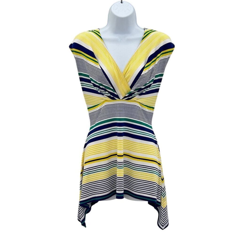 Chaus Women's Striped Sleeveless V-Neck Blouse Size S Multicolor